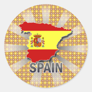 Pegatina Redonda Mapa 2,0 de la bandera de España