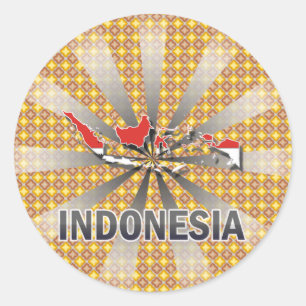 Pegatina Redonda Mapa 2,0 de la bandera de Indonesia