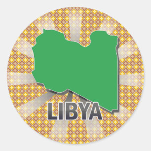 Pegatina Redonda Mapa 2,0 de la bandera de Libia