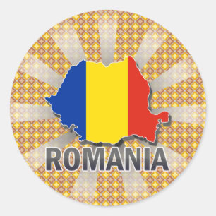 Pegatina Redonda Mapa 2,0 de la bandera de Rumania