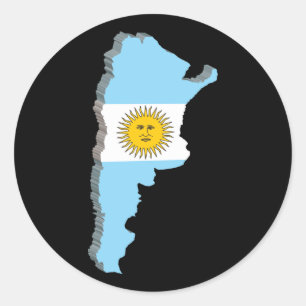 Pegatina Redonda Mapa 3D De Argentina