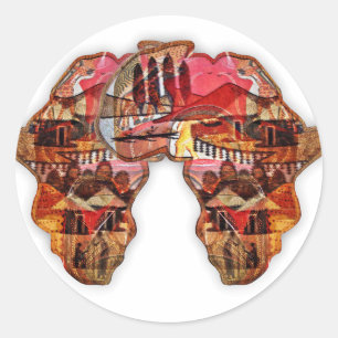 Pegatina Redonda Mapa africano: Celebrando la temporada con la cult
