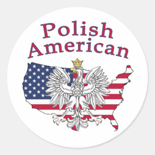 Pegatina Redonda Mapa americano de Polonia