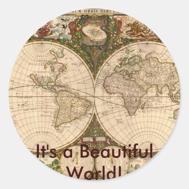 PEGATINA REDONDA MAPA ANTIGUA (Anverso)