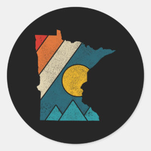Pegatina Redonda Mapa Antiguo de Minnesota Montañas Senderismo Orgu