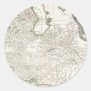 Pegatina Redonda Mapa antiguo de Persia Irán, de Afganistán, y de