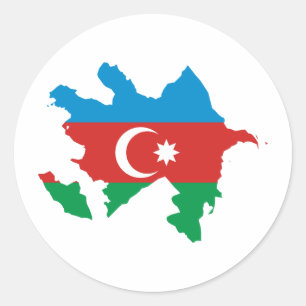Pegatina Redonda Mapa AZ de la bandera de Azerbaiyán