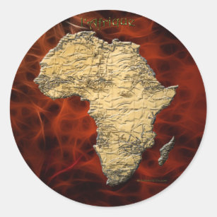 Pegatina Redonda Mapa de África, el continente oscuro