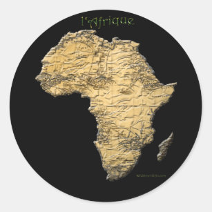 Pegatina Redonda Mapa de África, el continente oscuro