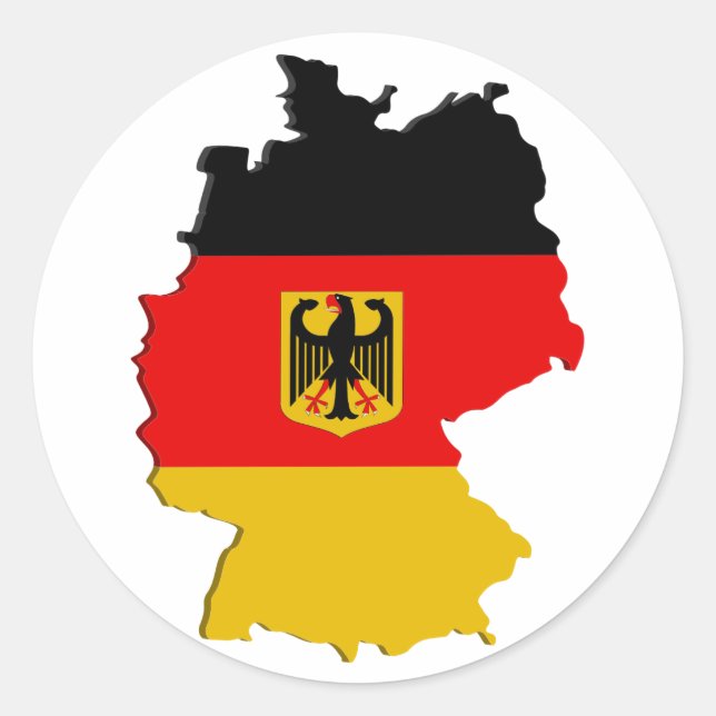 Pegatina Redonda Mapa de Alemania (Anverso)