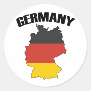Pegatina Redonda Mapa de Alemania - Bandera alemana - Viajes de Deu