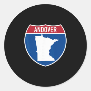 Pegatina Redonda Mapa de Andover Minnesota Señal de carretera inter