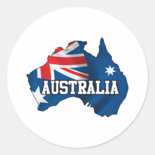Pegatina Redonda Mapa De Australia