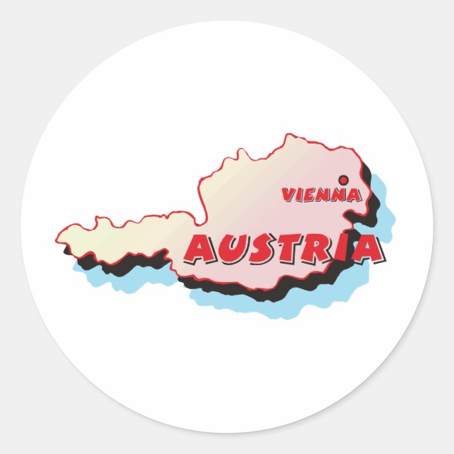 Pegatina Redonda Mapa de Austria (Anverso)