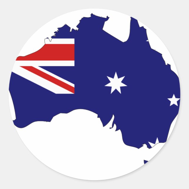 Pegatina Redonda Mapa de bandera de Australia (Anverso)