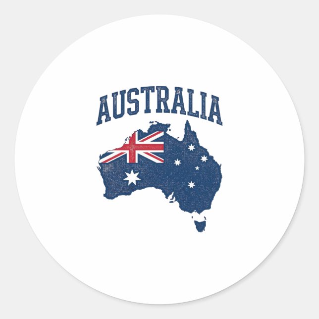 Pegatina Redonda Mapa de bandera de Australia gráfico angustiado vi (Anverso)