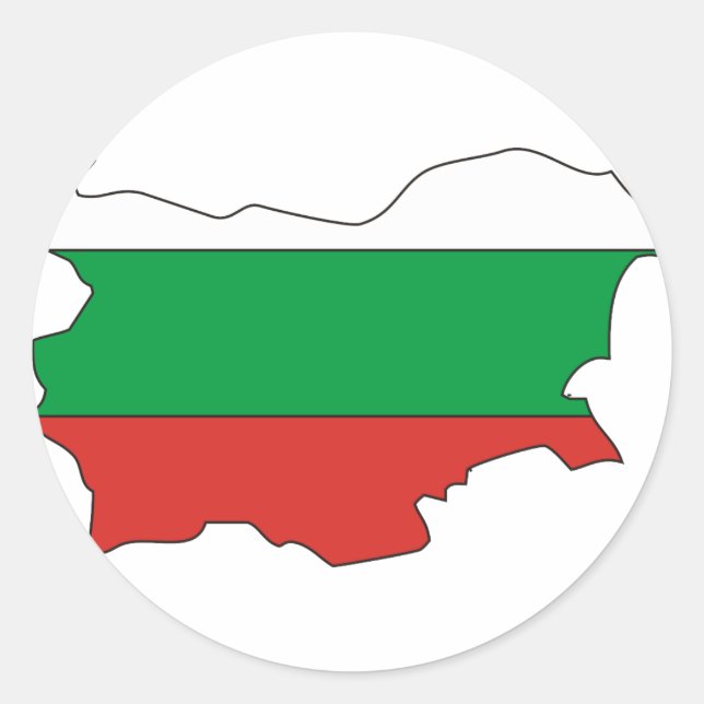 Pegatina Redonda Mapa de bandera de Bulgaria (Anverso)