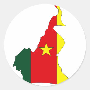 Pegatina Redonda Mapa de bandera de Camerún