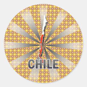 Pegatina Redonda Mapa de bandera de Chile 2.0