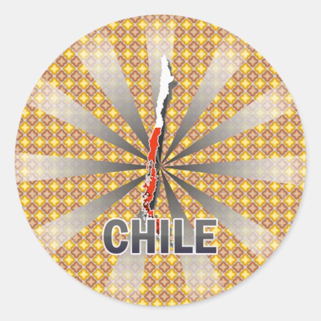 Pegatina Redonda Mapa de bandera de Chile 2.0 (Anverso)