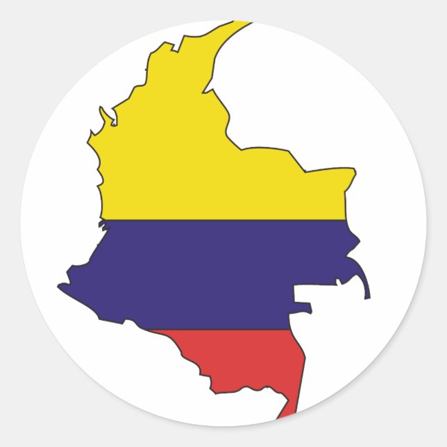 Pegatina Redonda Mapa de bandera de Colombia (Anverso)