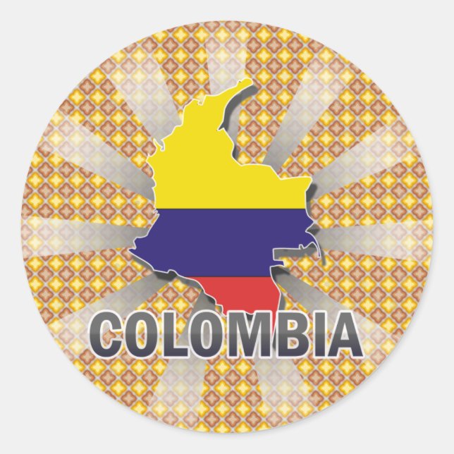 Pegatina Redonda Mapa de bandera de Colombia 2.0 (Anverso)