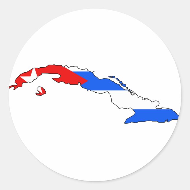 Pegatina Redonda Mapa de bandera de Cuba (Anverso)