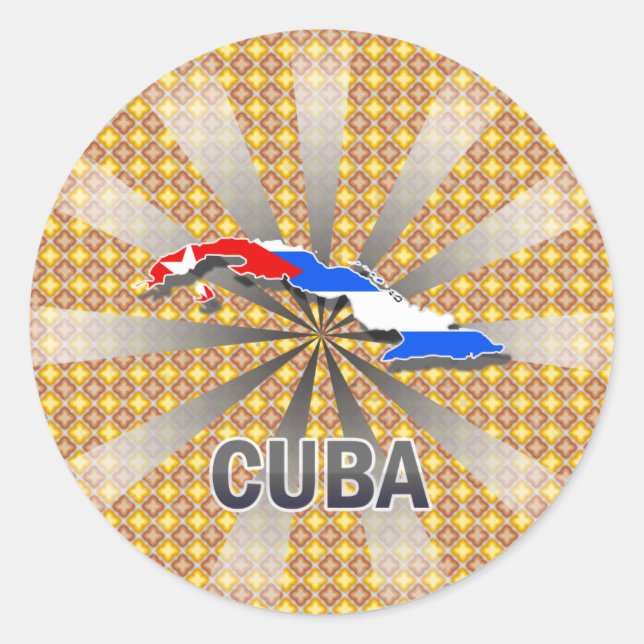 Pegatina Redonda Mapa de bandera de Cuba 2.0 (Anverso)