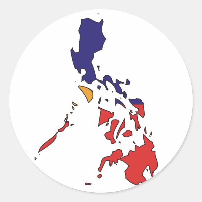 Pegatina Redonda Mapa de bandera de Filipinas (Anverso)