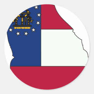 Pegatina Redonda Mapa de bandera de Georgia