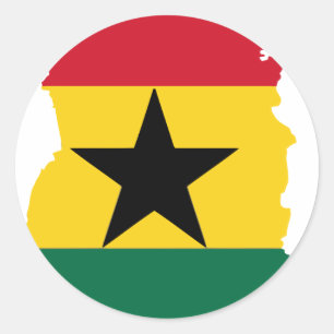 Pegatina Redonda Mapa de bandera de Ghana