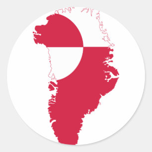 Pegatina Redonda Mapa de bandera de Groenlandia GL