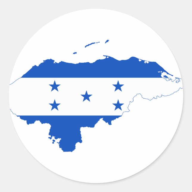 Pegatina Redonda Mapa de bandera de Honduras HN (Anverso)