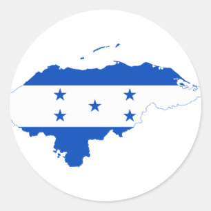 Pegatina Redonda Mapa de bandera de Honduras HN