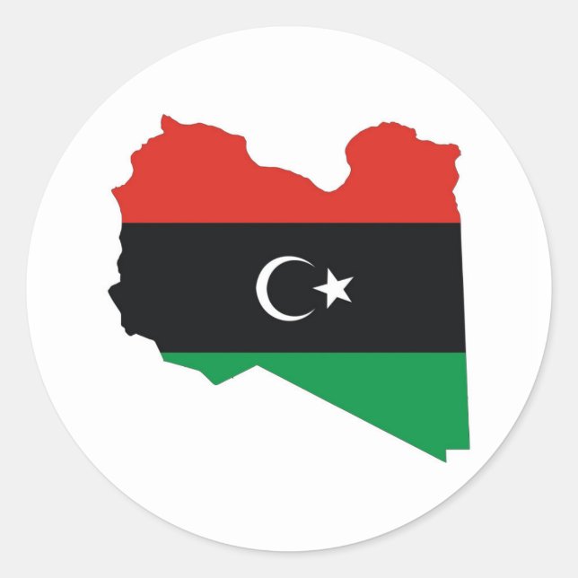 Pegatina Redonda mapa de bandera de libia (Anverso)