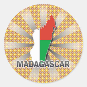 Pegatina Redonda Mapa de bandera de Madagascar 2.0