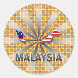 Pegatina Redonda Mapa de bandera de Malasia 2.0