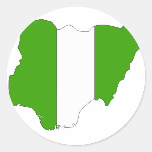 Pegatina Redonda Mapa de bandera de Nigeria