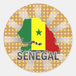 Pegatina Redonda Mapa de bandera de Senegal 2.0