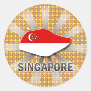 Pegatina Redonda Mapa de bandera de Singapur 2.0