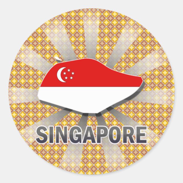 Pegatina Redonda Mapa de bandera de Singapur 2.0 (Anverso)