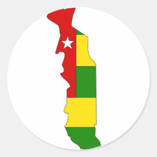 Pegatina Redonda Mapa de bandera de Togo
