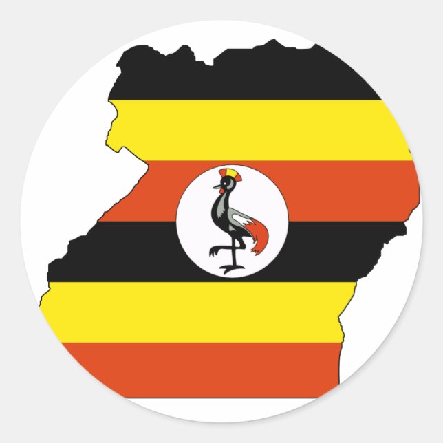 Pegatina Redonda Mapa de bandera de Uganda (Anverso)