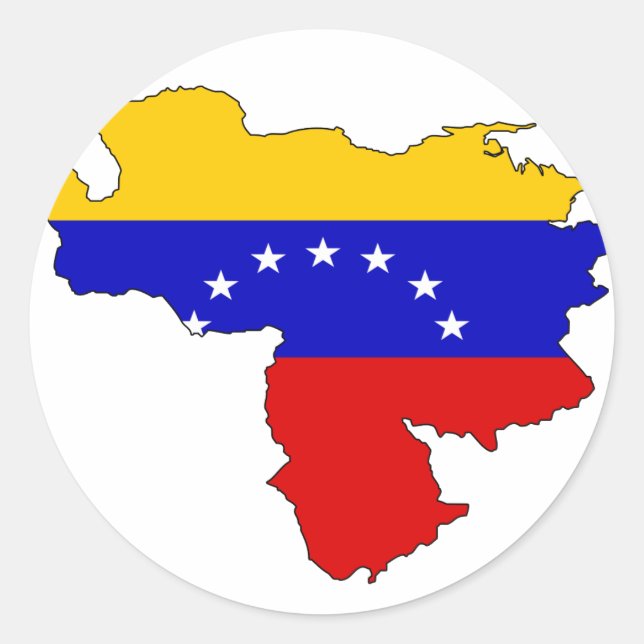 Pegatina Redonda Mapa de bandera de Venezuela (Anverso)