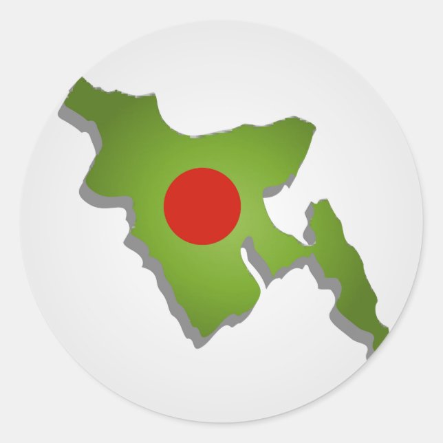 Pegatina Redonda Mapa de Bangladesh (Anverso)