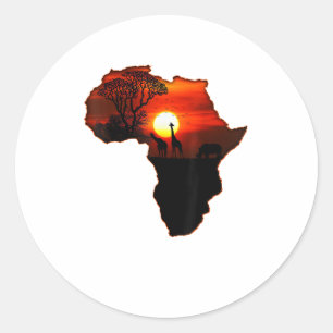 Pegatina Redonda Mapa De Camisas De África Tee Sol Sudafricano