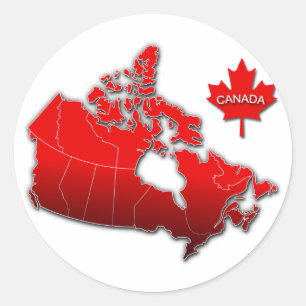 PEGATINA REDONDA MAPA DE CANADÁ