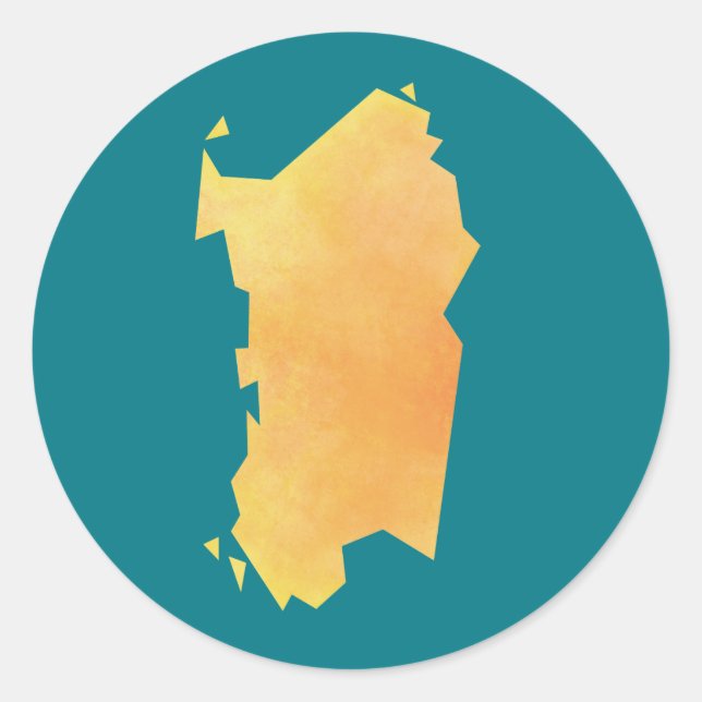 Pegatina Redonda Mapa de Cerdeña (Anverso)