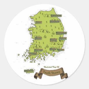 Pegatina Redonda Mapa de Corea del Sur