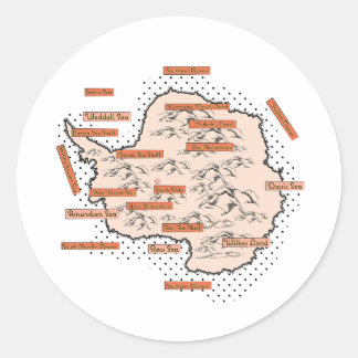 Pegatina Redonda Mapa de cosechas antárticas
